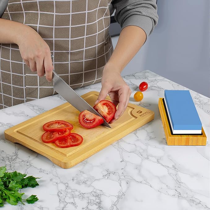 Premium Whetstone Knife Sharpening Stone Kit,2 Side Grit 1000/6000 Whetstone Sharpener,Honing Sharpening Stone Set with NonSlip Bamboo Base & Angle Guide