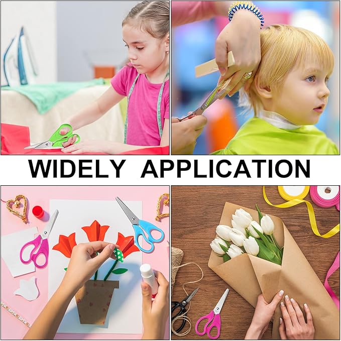 Reginary 48 Pcs Kids Scissors Bulk 5 Inch Student Children Blunt Tip Safety Scissors Multipurpose Rounded Tip for Office Home School Craft Supplies, Multicolor