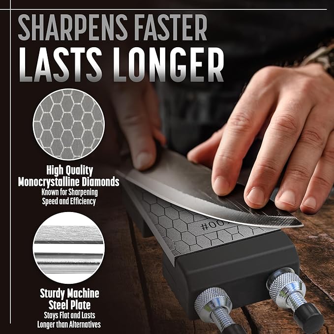 Schaaf Tools Diamond Whetstone Knife Sharpener Complete Kit - Coarse 325/ Fine 1200 Grit, Diamond Sharpening Stone with Non-Slip Base, Chisel Honing Jig & Angle Guide for Knives & Woodworking Tools