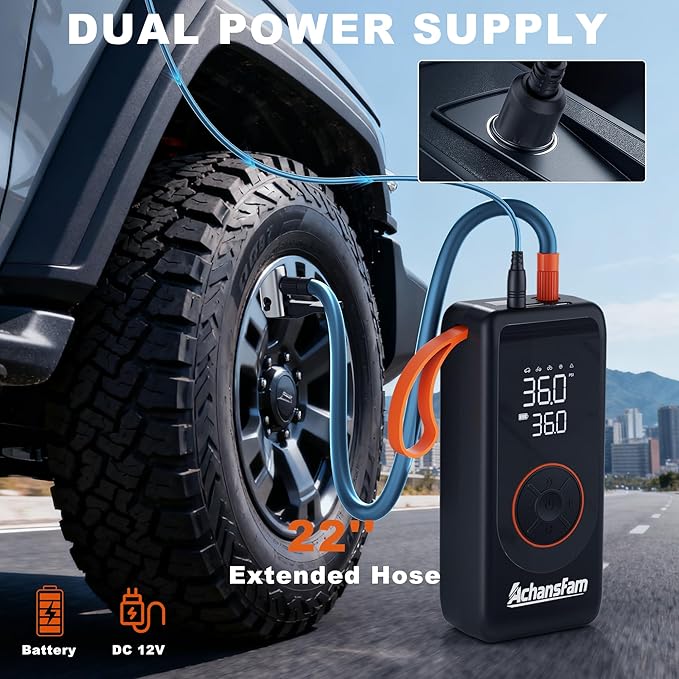 P9 Pro Cordless Portable Air Compressor,48s Fast Inflation,Dual Power Supply,150 PSI Tire Pump with Digital Gauge, inflator and deflator Function & Storage Case for Car, Truck, Bike, Ball