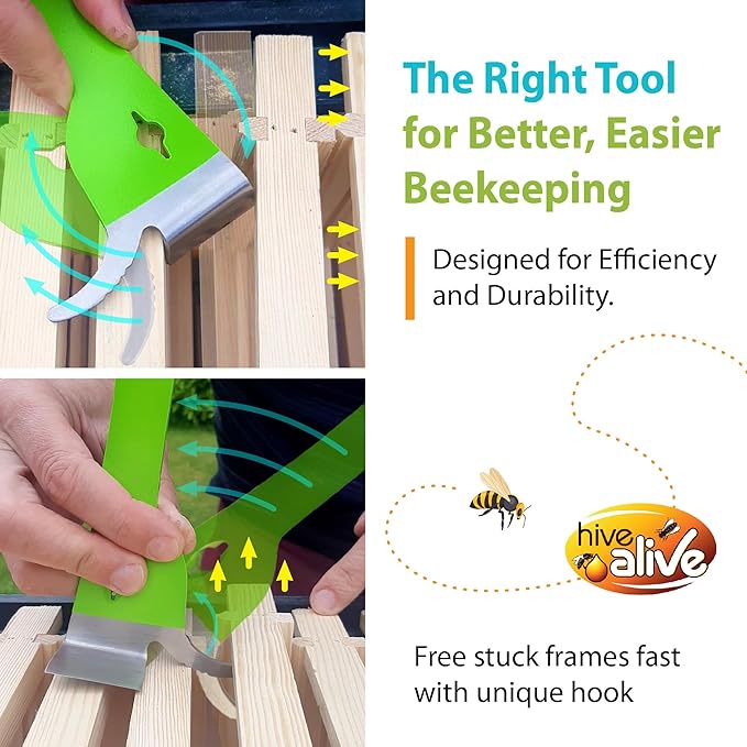 HIVE ALIVE 1 EZ Find Pro HiveTool ??Heat Treated 3mm Thick for Lasting Strength - Beekeeper Tools for Prying, Lifting, and Scraping. Its Multi-Color Easily Stands Out in Green Vegetation and Scrub