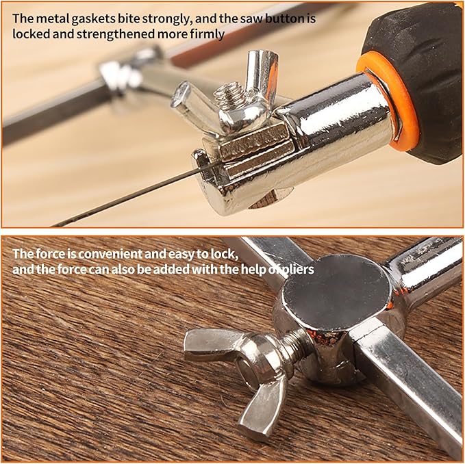 Coping Saw Heavy Duty Metal Woodworking Hand Saw Fast Cutting Non-slip Hacksaw, 5 Replacement Blades Set, For Woodworking Jewelry Plastic Metal Wood Cutting Crafts Making