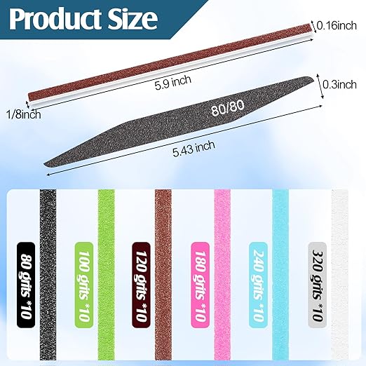 Honoson 70 Pcs Sanding Sticks Polishing Sticks Fine Sanding Twig Coded Abrasive Sand Twig for Plastic Model Assorted Metal and Wood Sand Tool Accessory for Craft(Low Grits Rating,Double Angle)