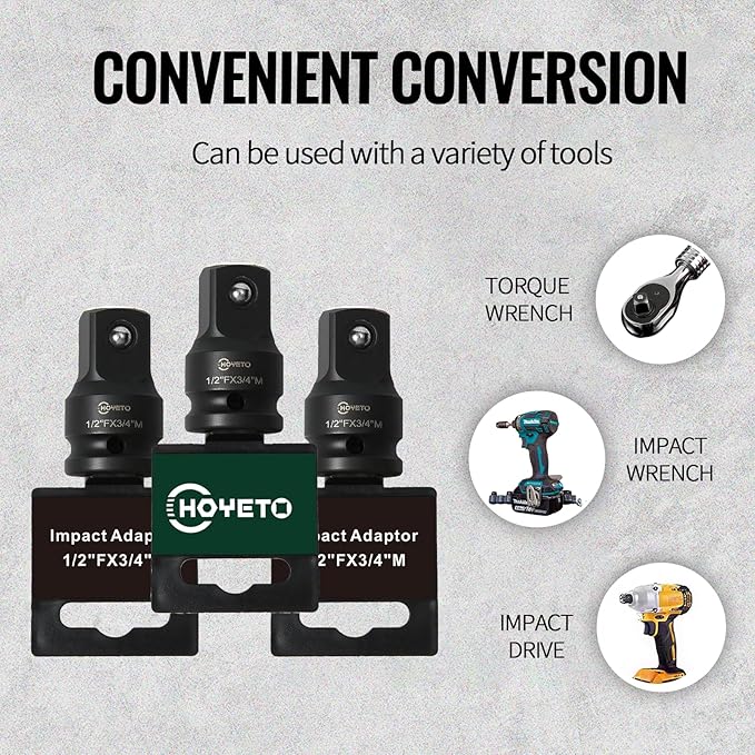 1/2" to 3/4" Industrial Impact Adapter | Cr-V Steel | Heavy-Duty Rotation Converter for Machinery