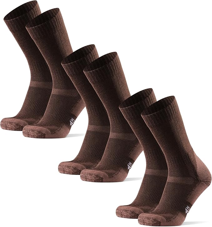 DANISH ENDURANCE Merino Wool Hiking Crew Socks for Men & Women, Cushioned Anti-Blister, Breathable - 3 Pairs