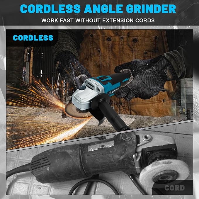 Cordless Angle Grinder for MAKITA 18V Battery, 4-1/2" Brushless Grinder, 3 Variable Speed for Cutting, Griding, Polishing (No Battery) (12000 RPM)