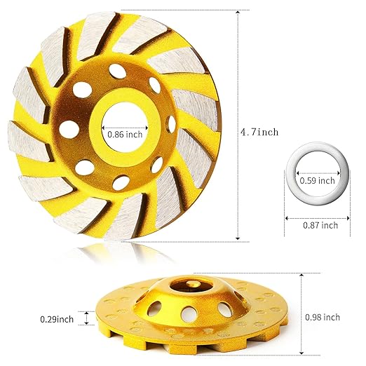 4.7 Inch Concrete Turbo Diamond Grinding Cup Wheel 12 Segs Heavy Duty Angle Grinder Wheels for Angle Grinder