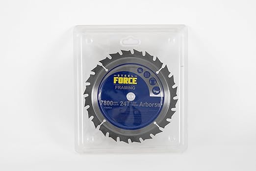 Steel Force WC7224 7-1/4 Inch 24T with 5/8 Inch Arbor TCT Circular Saw Blade for Wood Cutting (24T)