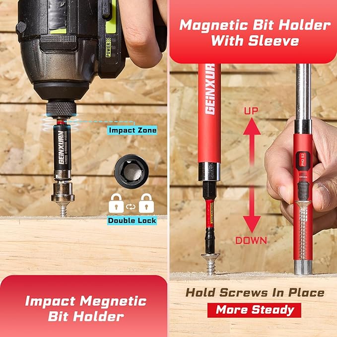 98Pieces 1??2??Impact Screwdriver Bits Set, Magnetic S2 Steel (Phillips/Slotted/Square/Torx/Hex/Security Torx) Driver Bits Tips,Impact Bit Holder and Nut Driver with Grey Storage Box Case