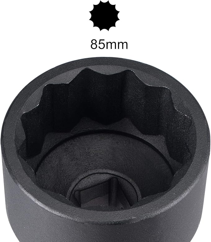 uxcell 1-Inch Drive 85mm 12-Point Impact Socket, CR-MO Steel 102mm Length, Standard Metric Sizes