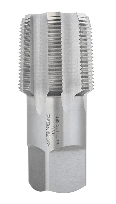 Accusize Industrial Tools 1-1/2'' to 11-1/2, 7 Flutes H.S.S. Taper Pipe Tap-Npt, 4-1/4'' Oal, 1-3/4'' Thread Length, American Standard, Npt-1-12
