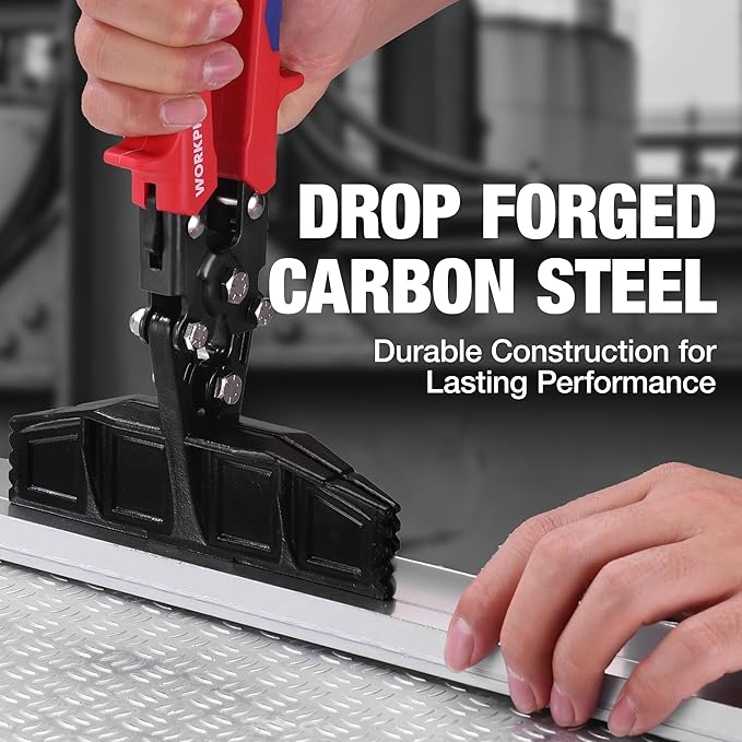 WORKPRO 6-Inch Sheet Metal Bender & Hand Seamer Tool, Heavy-Duty Steel Sheet Metal Brake Pliers for Bending, Seaming, Flattening with Ergonomic Handle and Smooth Jaw