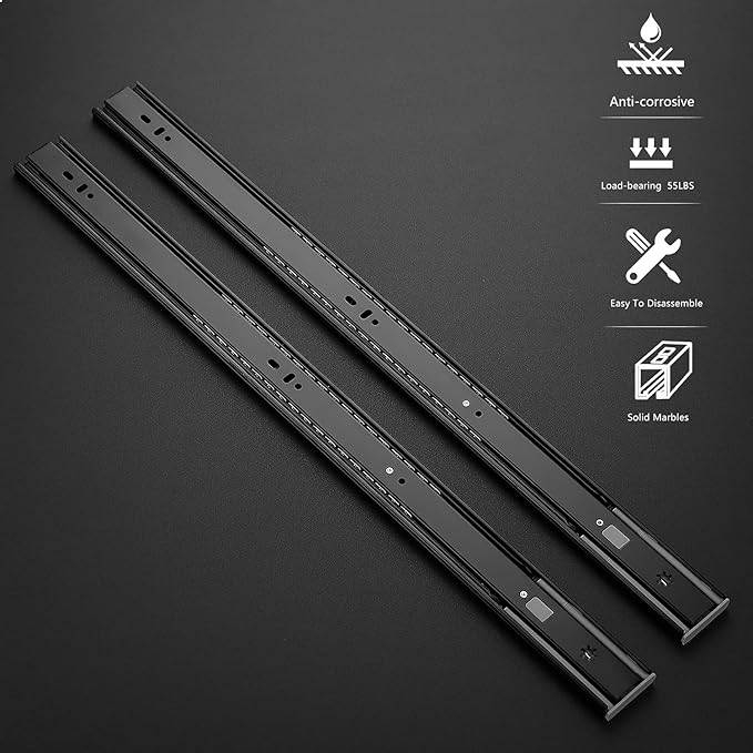 Ravinte 24 Inch Soft Close Drawer Slides 5 Pairs 10 Pack Black Full Extension Ball Bearing Drawer Glide Side Mount