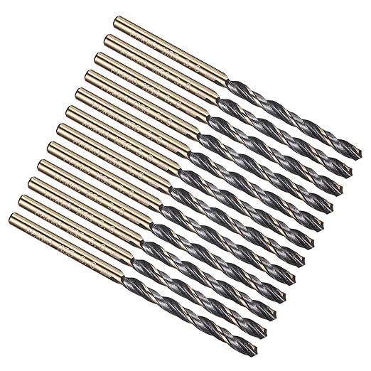 PATIKIL 3mm Drill Bit, Jobber Straight Shank 4341 High-Speed Steel 118째 Black and Gold Finish for Medium-Hard Metal Steel Acrylic - 12 Pack