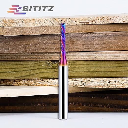 1/4 Inch Shank Up/Down Cut Spiral Router Bit | 1/8 Inch Cutting Dia x 3/4 Inch Length | Long-Life Coating - CNC Router Bits for Precision Engraving & Mortising