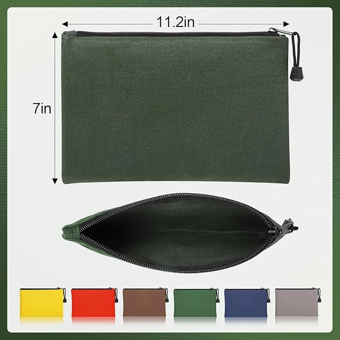 ANPHSIN 6 Pack Canvas Tool Bags Pouches - 11.2''x 7'' Heavy Duty Zipper Pouch Set, Multipurpose Small Tools Storage Organizer with Dependable Zipper