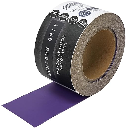 Serious Grit - 600 Grit Ceramic Grain PSA Sandpaper Roll - Heavy-Duty Stickyback Adhesive Longboard Sanding Roll - 2.75" x 20 Yard Continuous Sand Paper for Wood, Metal, Autobody, Paint, Air Sanders.