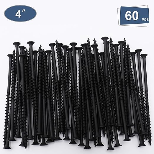60pcs #10 횞 4 inch High Hardness Drywall Screws, Black, Coarse Thread, Phillips Drive, Bugle Head, Black Wood Screws, Long Screws, Wood and More