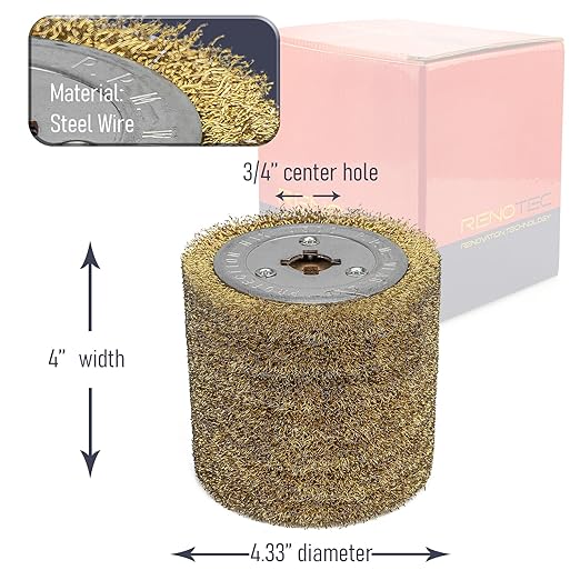 Steel Wire Drum, Copper Plating 0.3mm Wire, 4.33" x 4", 110x100mm, Heavy Rust Removal, for Burnishing Polishing Machine