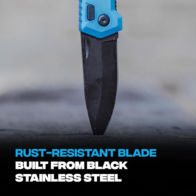 OX Pro Pocket Folding Knife with Stainless Steel Blade and Liner Lock EDC - Metal Body and Belt Clip for Jobsite Utility OX-P226301