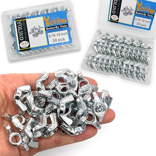 30 PCS 5/16-18 Inch Wingnuts, Quality Carbon Steel Wing Nuts Zinc Plated Fasteners Parts Butterfly Nut, Hand Twist Tighten Hardware Nuts Butterfly Wing-Nut 5/16-18??Assorted Kit