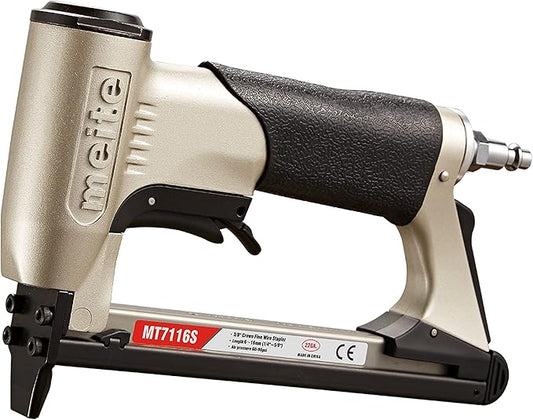 meite MT7116S Pneumatic Upholstery Stapler 22 Gauge 71 Series 3/8" Crown Industrial Fine Wire Stapler with Safety