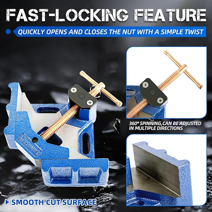 COGNATIVE W045C Ductile Iron Welding Machine Angle Clamp, Heavy Duty Right Angle 90 Degrees Welding Clamps for Woodworking Corner Miter Clamp