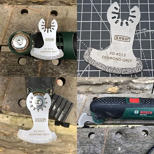 XXGO 3 Pcs Diamond Oscillating Multi Tool Segment Grit Grout Swing Blades for Girt Grout Removal XG3001S