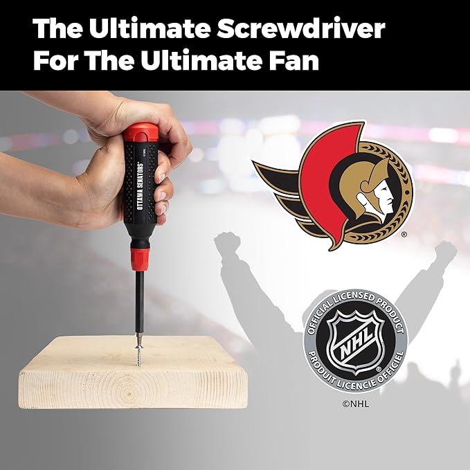 MEGAPRO짰 NHL짰 Team Edition Multi-bit Screwdriver | Officially Licensed NHL짰 Gear | Durable, Ergonomic, Pro-Grade Screwdriver (Ottawa Senators짰)