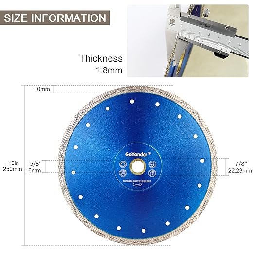 GoYonder 10 Inch Super Thin Diamond Saw Blade for Cutting Porcelain Tiles,Granite Marble Ceramics