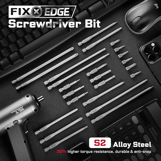 13Pieces Fixedge Screwdriver bit set,6 inches Hex Magnetic Alloy Steel Insert Power Bits Tips with Storage Organizer for Home Repair