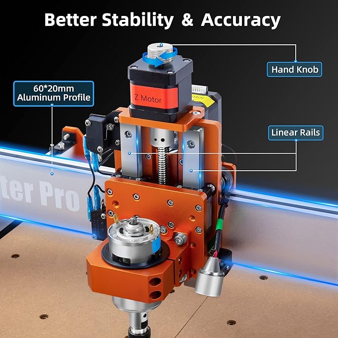 FoxAlien Masuter Pro 3-Axis CNC Router Machine, Beginner Hobby Engraving Machine All-Metal Structure for Wood Acrylic MDF Nylon Routing Milling Carving