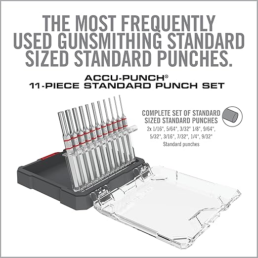 Real Avid Armorer's Master Hammer & Accu-Punch 11-Piece Pin Punch Set - 20 Ounce 9.5" Hammer W/ Soft Blow Hammer Head, Steel, Rubber & Brass Head