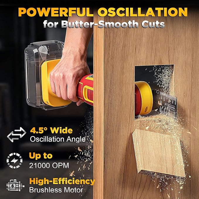 Cordless Oscillating Multi-Tool Compatible with DeWalt 20V Battery(Tool Only), 6-Speed, 21,000 OPM Brushless Motor, 4.5째 Swing Angle, Side Battery Layout, LED Light, for Sanding/Cutting/Scraping
