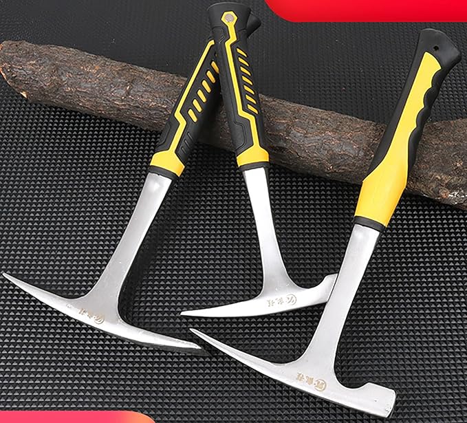 All Steel Geological Hammer, 31 Oz Big Pointed Tip Hammer with PU Non-slip Shock-absorbing Handle for Geological Exploration,Rock Hounding, Prospecting, Mining (Large)