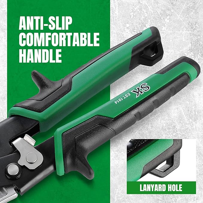 SK 10 Inch Aviation Tin Snips, Right Cut, Cr-Mo Steel Blade, Anti-slip Handle and Safety Latch, for Cutting Sheet Metal
