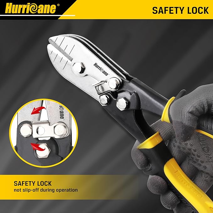 HURRICANE 5 Blade Sheet Metal Crimper. HVAC Crimping Tool for Ductwork, Downspouts & Stove Pipes. 9-1/2 inch Heavy-Duty Hand Crimper with Safety Lock. 5-Blade Sheet Metal Crimpers Tool
