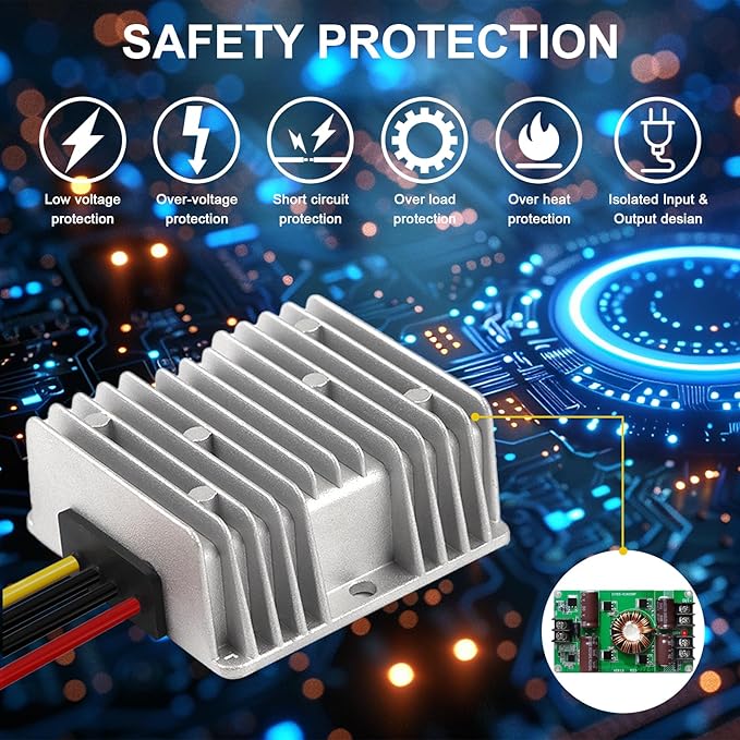 20V to 12V Step Down Converter for Dewalt Battery, DC Voltage Battery Power Adapter,20A 240W Buck Converter Regulator,with Over Discharge Protection, Switch and Fuse.