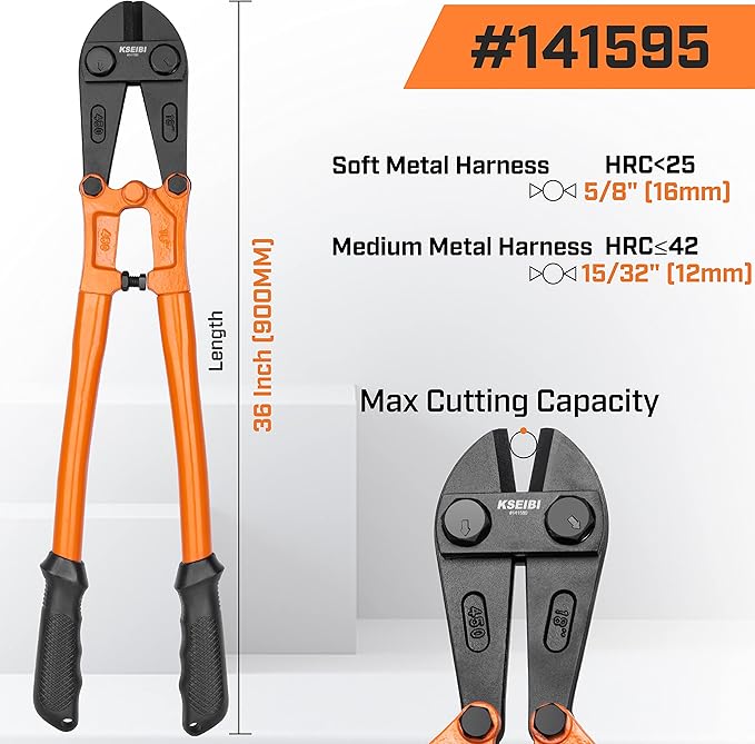 KSEIBI 141595 Bolt Lock Cutter Hand Jaws Blades Chain Wire Fence Cable Rebar Wire (36 Inch-900MM)