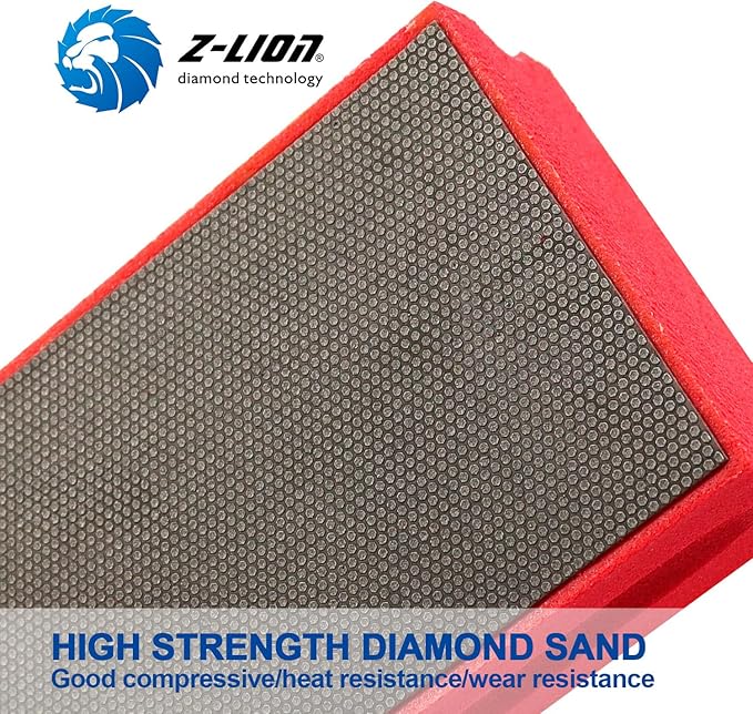 Z-Lion Diamond Hand Polishing Pads Electroplated Sanding Block Wet/Dry for Glass Stone Marble Concrete Tile Porcelain Grit 200