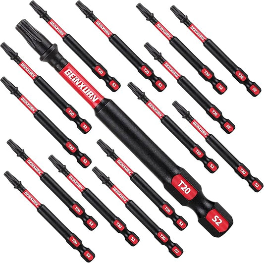 15Pieces T20 3 In. Insert Driver Bits,Impact Tough Magnetic #20 Torx Head Power Bits, S2 Alloy Steel T20 Screwdriver Bits Set