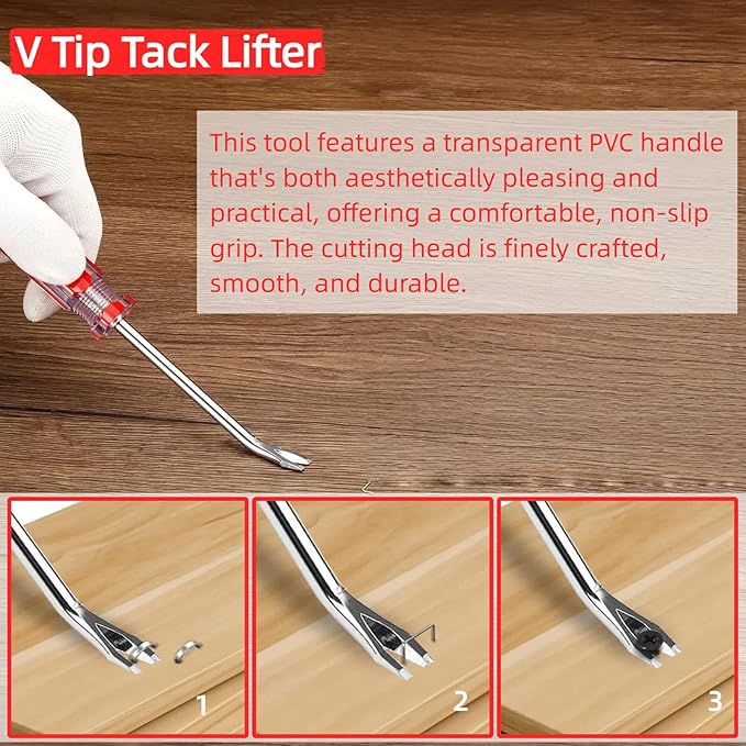 4 Pcs Staple & Nail Puller Tool Kit ??Upholstery Staple Remover, Tack Lifter, Nail Puller Pliers & Fastener Remover for Furniture, Floor, Wall, Wood, Car, Photo Frame