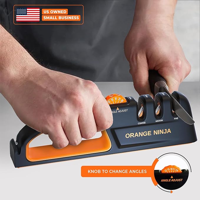 5 Precision Adjust Knife Sharpener- 3-Stage Premium Kitchen Knife Sharpener to Repair, Restore & Polish Blades by Sharp Pebble