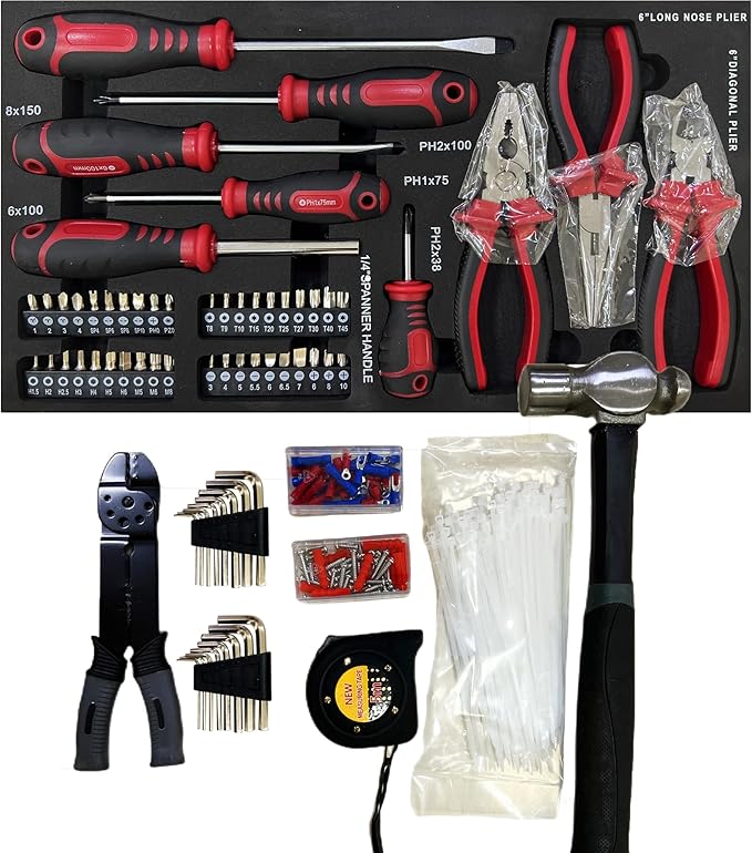 Campfun 439PCS Tool Set, Mechanic Tool Set for Home, Tool Box Set 4-Tier Socket Wrench Ratchet Plier Nails, Home Tool Set Mechanics Kit with 3 Drawers for Adults Man Handyman, Black