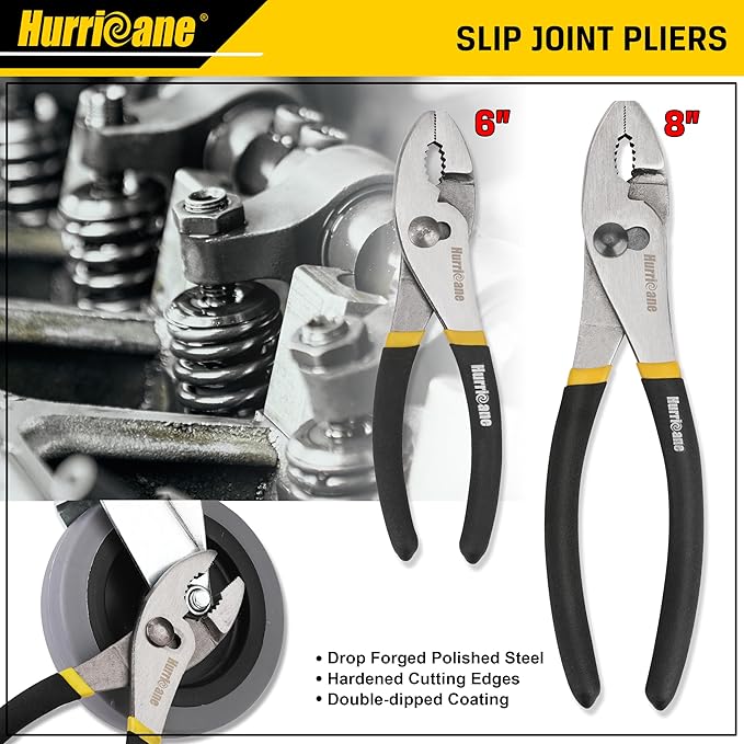 HURRICANE 7 Pieces Pliers Set, 8 inch Groove Joint Pliers, 8 inch Slip Joint, 7?섃?Linesman, 6?섃?Slip Joint, 6?섃?Diagonal, 6?섃?Long Nose, Mini Long Nose, for DIY & Home Use