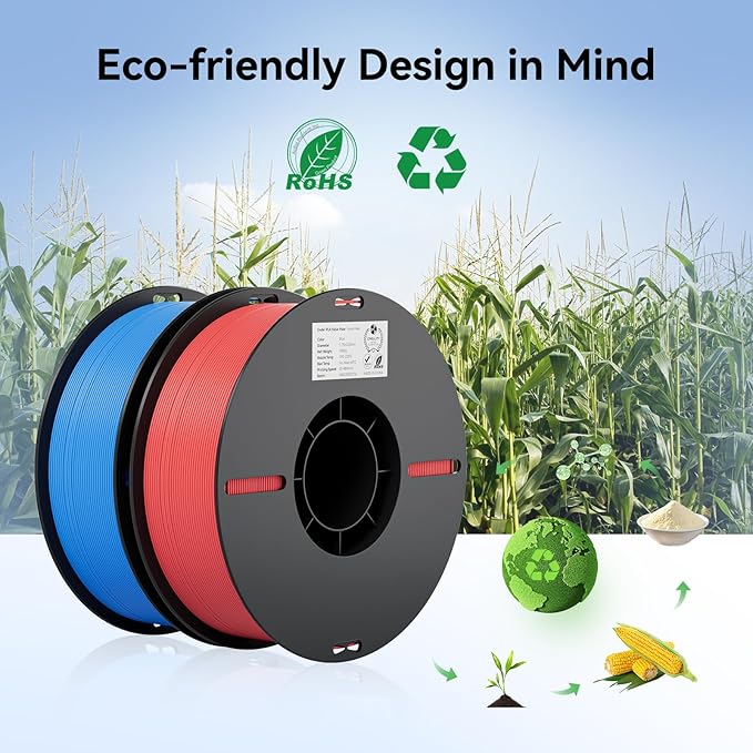 Creality 3D Printer Filament 1.75mm 4KG, PLA Filament Bulk +/- 0.02mm, 4 Pack 1kg Spool(2.2lbs) 3D Printing Filament Fits for Most FDM 3D Printers, Black White Blue Red