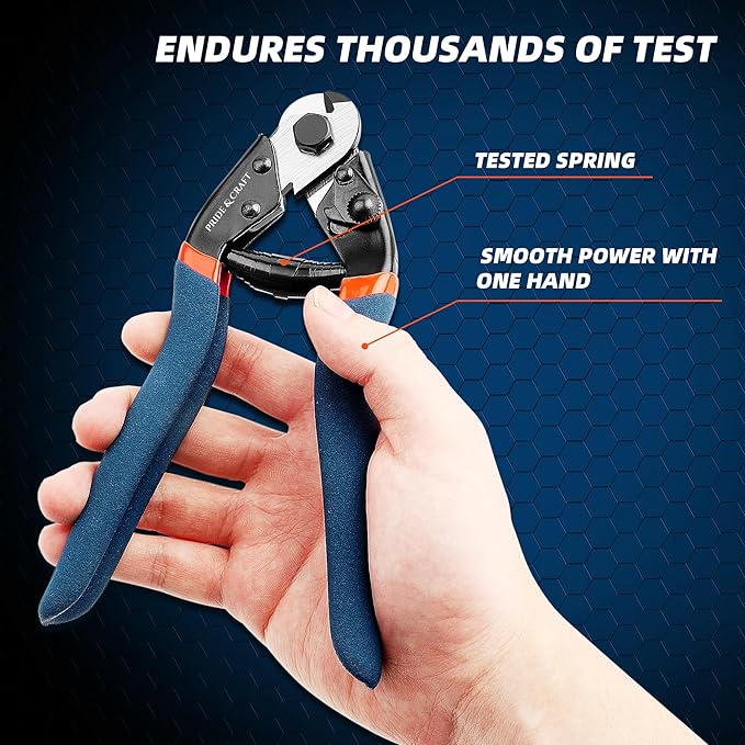 PRIDE&CRAFT 7.5 Inches Wire Cutter Heavy Duty Snips Rope Cutters Pliers Clean and Smooth Cutting Tool for Crafting, Wire, Steel Wire Rope, Chicken Wire, Electrical