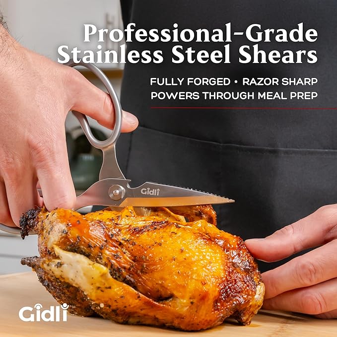 Premium Kitchen Scissors by Gidli ??Lifetime Replacement Warranty* - Heavy Duty Kitchen Shears for Food ??All-Purpose Stainless Steel Scissors ??Dishwasher Safe, Comes Apart for Easy Cleaning