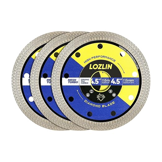 3-Pack 4.5" Diamond Multi-Purpose Saw Blades - Heavy Duty Angle Grinder Discs for Cutting Marble/Quartz/Stone/Tile/Metal/Plastic (Black Rippled, 3)