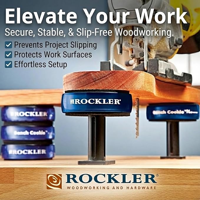Rockler Work Bench Cookies Plus Work Grippers (4 Pack) ??Rockler Bench Cookies Protect Workpiece from Scratches and Benchtop Debris - Woodworking Kit for Most Average-Sized Panels